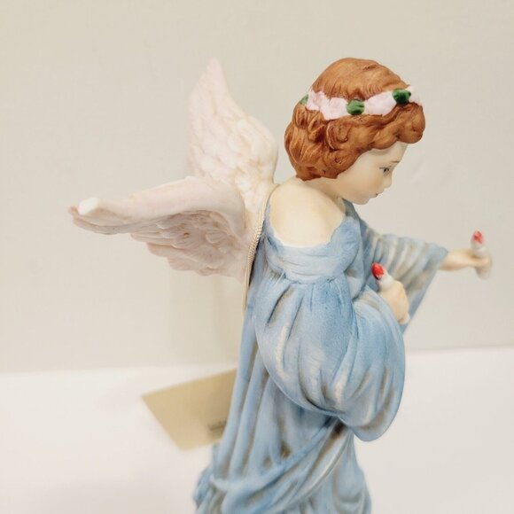Vtg1988 Schmid B. Shackman Porcelain Red Hair Angel Figurine Blue Gown READ - Picture 4 of 7